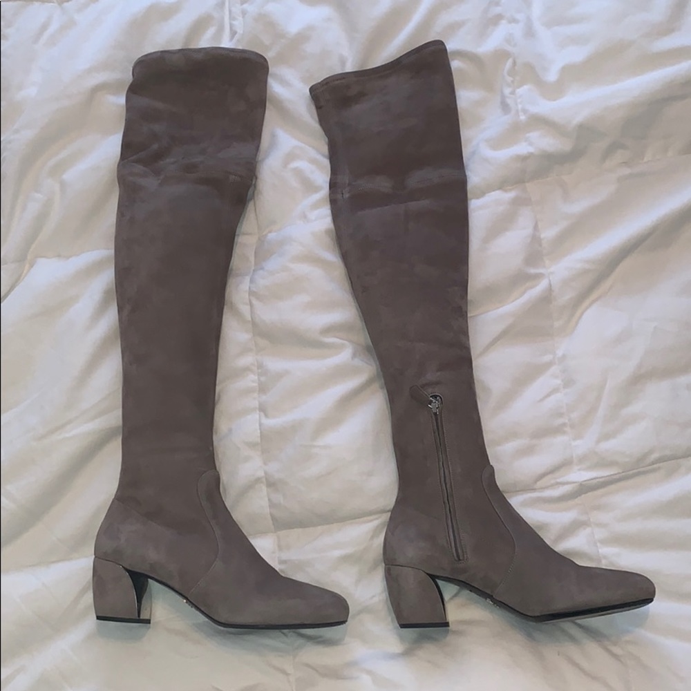 Prada Suede Metal Heel Over the Knee Boot